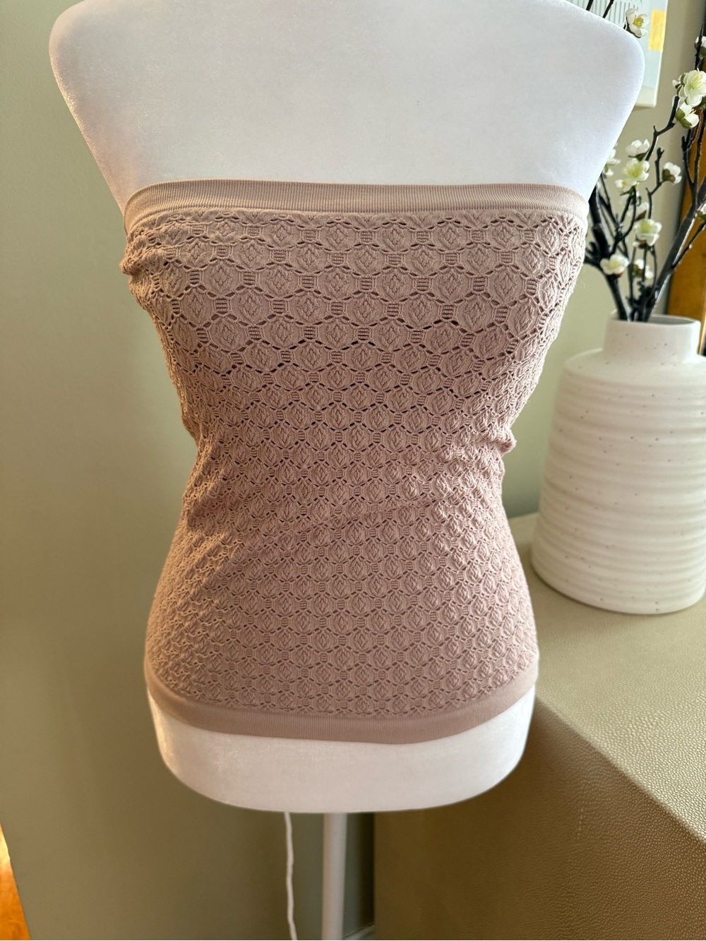 Free People IntimatelyTextured Strapless Tube Top Built-in Bra in Dusty Rose M/L